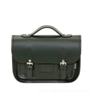 Leather midi satchel - Ivy green 124-ZAT1342-1