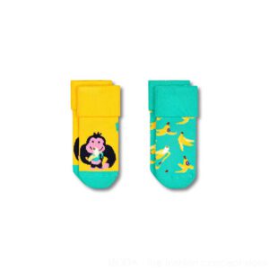 2-Pack Kids Monkey Banana terry socks 12-KMNB45-7000