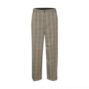 Karierte, weite Stoffhose, Cropped - Sand / Black Woven Check 78-10506675-103034