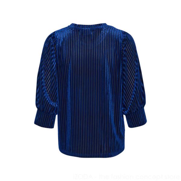 Shirt mit samtig blauen Streifen und kurzen Puffärmeln - Mazarine Blue / Black 77-10503887-103637
