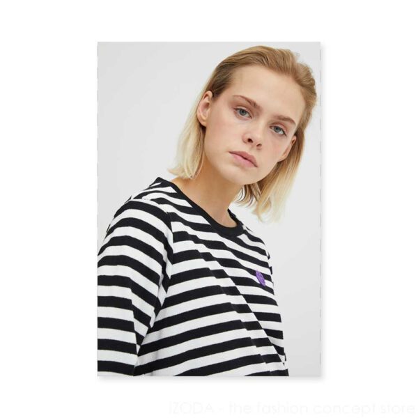 Ringelshirt mit kleiner Smiley Stickerei - Schwarz-weiß 20118020-194008