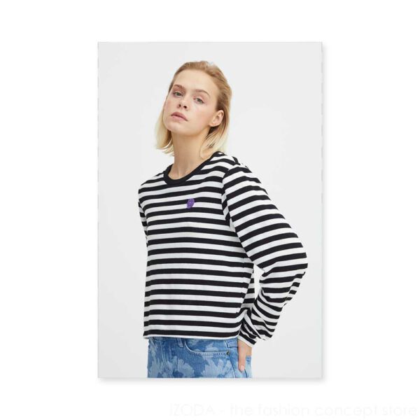 Ringelshirt mit kleiner Smiley Stickerei - Schwarz-weiß 20118020-194008
